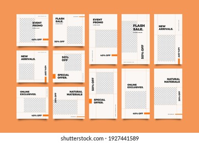 Minimalist social media post and story template. Suitable for social media post and story and web mobile ads. Vector with photo collage	