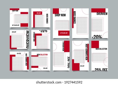 Minimalist social media post and story template. Suitable for social media post and story and web mobile ads. Vector with photo collage	
