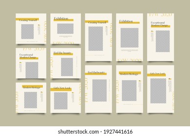 Minimalist social media post and story template. Suitable for social media post and story and web mobile ads. Vector with photo collage	