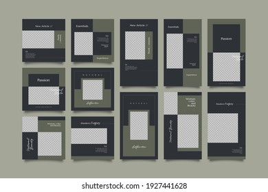 Minimalist social media post and story template. Suitable for social media post and story and web mobile ads. Vector with photo collage	