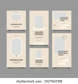 Minimalist social media post and story template. Suitable for social media post and story and web mobile ads. Vector with photo collage	
