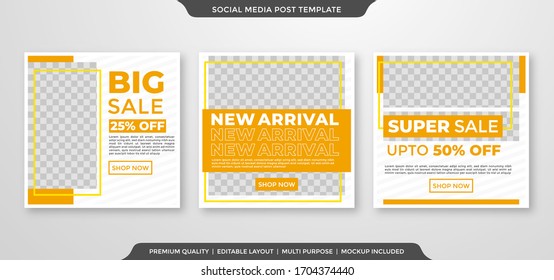 minimalist social media post template with modern style and simple layout use for sale banner and social media ads
