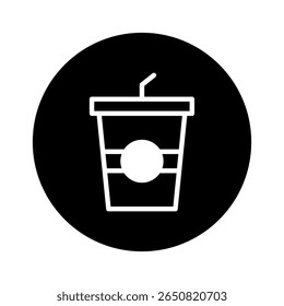 Minimalist soda icon with straw design representing refreshment convenience and fast food culture beverages