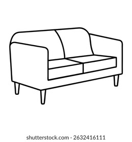 design minimalista do sofá sobre fundo branco 