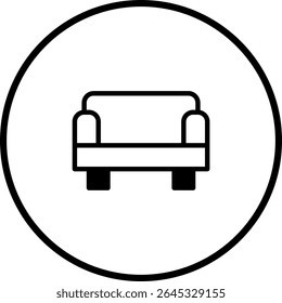 Minimalist Sofa Icon in Circular Frame - Represents Furniture and Comfort Design