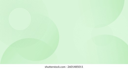 Minimalist soft Abstract Background in Gradient green and white Tones with Circles. Circle effect style geometric, abstract background. 