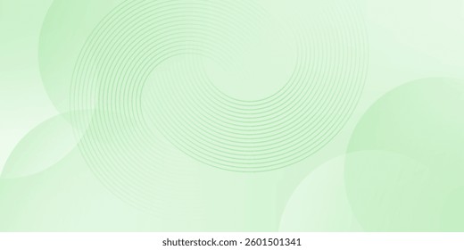 Minimalist soft Abstract Background in Gradient green and white Tones with Circles. Circle effect style geometric, abstract background. 