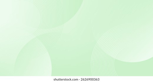 Minimalist soft Abstract Background in Gradient green and white Tones with Circles. Circle effect style geometric, abstract background. 