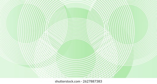 Plano de fundo abstrato suave minimalista em tons de verde e branco gradiente com círculos. Estilo de efeito de círculo geométrico, fundo abstrato.