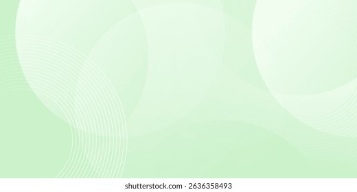 Minimalist soft Abstract Background in Gradient green and white Tones with Circles. Circle effect style geometric, abstract background. 