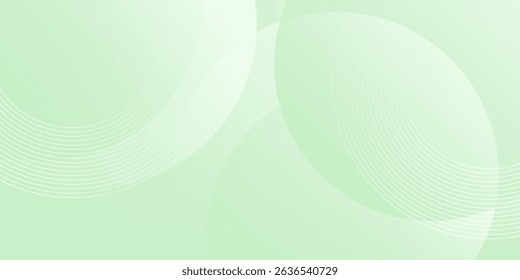 Minimalist soft Abstract Background in Gradient green and white Tones with Circles. Circle effect style geometric, abstract background. 