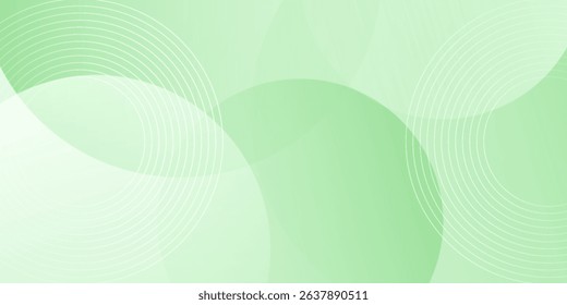 Minimalist soft Abstract Background in Gradient green and white Tones with Circles. Circle effect style geometric, abstract background. 