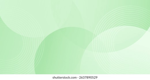 Minimalist soft Abstract Background in Gradient green and white Tones with Circles. Circle effect style geometric, abstract background. 