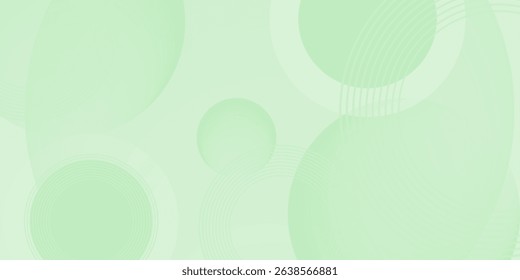 Minimalist soft Abstract Background in Gradient green and white Tones with Circles. Circle effect style geometric, abstract background. 
