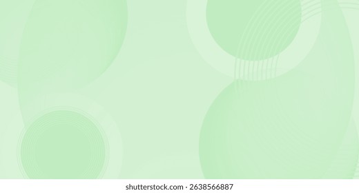 Minimalist soft Abstract Background in Gradient green and white Tones with Circles. Circle effect style geometric, abstract background. 