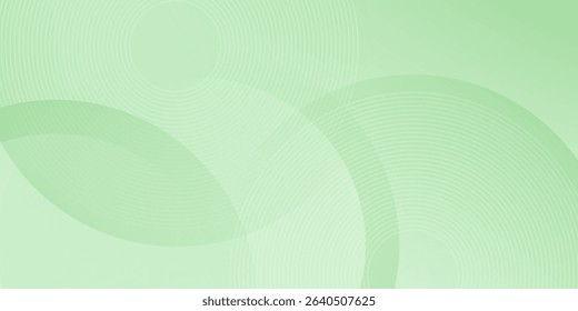 Minimalist soft Abstract Background in Gradient green and white Tones with Circles. Circle effect style geometric, abstract background. 