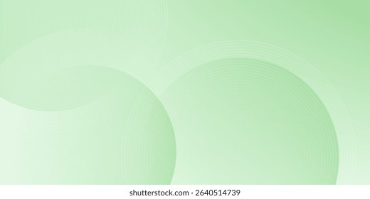 Minimalist soft Abstract Background in Gradient green and white Tones with Circles. Circle effect style geometric, abstract background. 