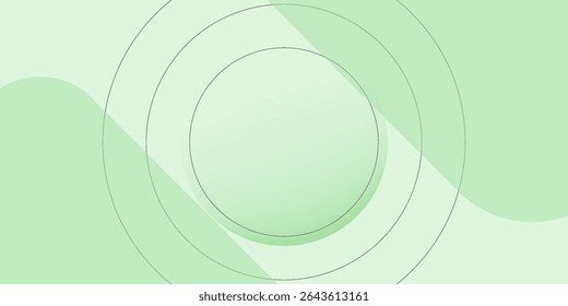 Minimalist soft Abstract Background in Gradient green and white Tones with Circles. Circle effect style geometric, abstract background. 
