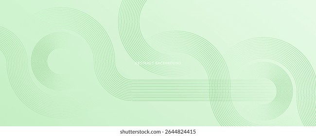 Minimalist Soft Abstract Background in Gradient Green and White Shades with geometric Circle lines.vector eps10