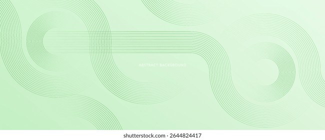 Minimalist Soft Abstract Background in Gradient Green and White Shades with geometric Circle lines.