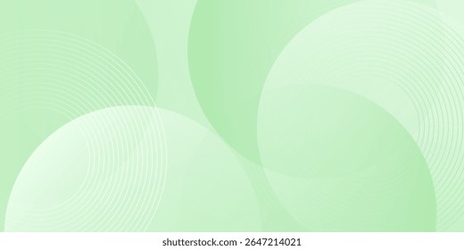 Minimalist soft Abstract Background in Gradient green and white Tones with Circles. Circle effect style geometric, abstract background. 
