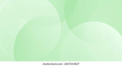 Plano de fundo abstrato suave minimalista em tons de verde e branco gradiente com círculos. Estilo de efeito de círculo geométrico, fundo abstrato. 