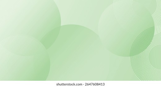 Minimalist soft Abstract Background in Gradient green and white Tones with Circles. 