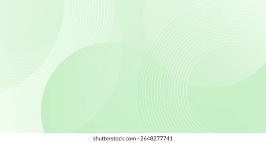 Plano de fundo abstrato suave minimalista em tons de verde e branco gradiente com círculos. Estilo de efeito de círculo geométrico, fundo abstrato. 