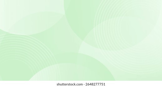 Minimalist soft Abstract Background in Gradient green and white Tones with Circles. Circle effect style geometric, abstract background. 