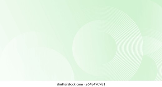 Minimalist soft Abstract Background in Gradient green and white Tones with Circles. Circle effect style geometric, abstract background. EPS 10