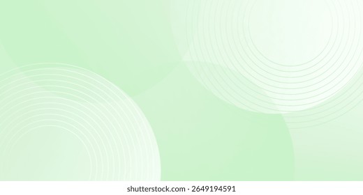 Minimalist soft Abstract Background in Gradient green and white Tones with Circles. Circle effect style geometric, abstract background. 