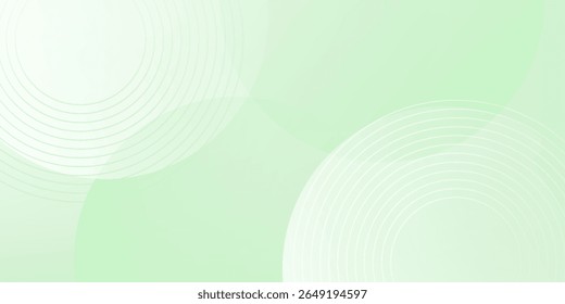 Plano de fundo abstrato suave minimalista em tons de verde e branco gradiente com círculos. Estilo de efeito de círculo geométrico, fundo abstrato. 
