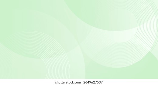 Minimalist soft Abstract Background in Gradient green and white Tones with Circles. Circle effect style geometric, abstract background. 