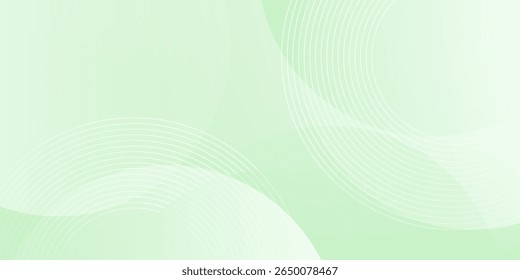 Minimalist soft Abstract Background in Gradient green and white Tones with Circles. Circle effect style geometric, abstract background. 