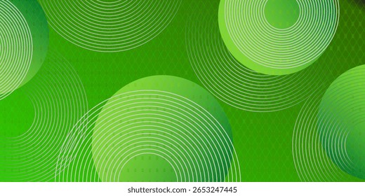 Minimalist soft Abstract Background in Gradient green and white Tones with Circles. Circle effect style geometric, abstract background. 