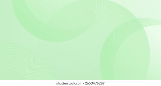 Minimalist soft Abstract Background in Gradient green and white Tones with Circles. Circle effect style geometric, abstract background. 