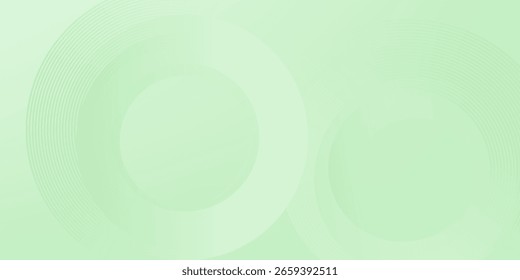Minimalist soft Abstract Background in Gradient green and white Tones with Circles. Circle effect style geometric, abstract background.