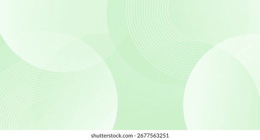 Minimalist soft Abstract Background in Gradient green and white Tones with Circles. Circle effect style geometric, abstract background. 