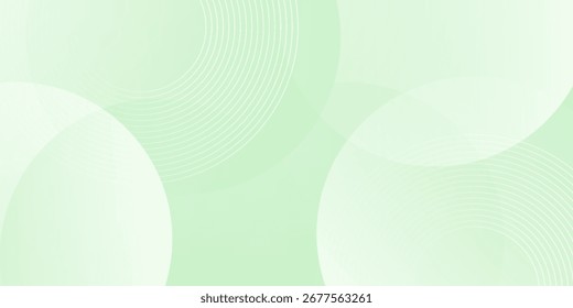 Minimalistischer weicher abstrakter Hintergrund in Farbverlauf-Grün-Weiß-Tönen mit Kreisen. Kreiseffektstil geometrisch, abstrakter Hintergrund. 
