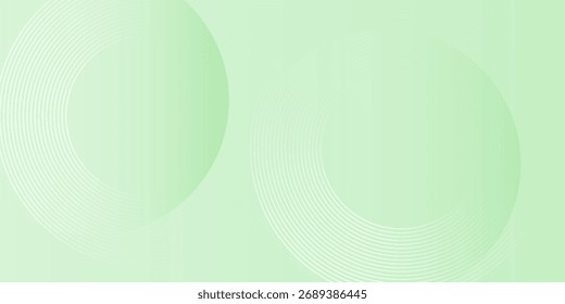 Plano de fundo abstrato suave minimalista em tons de verde e branco gradiente com círculos. Estilo de efeito de círculo geométrico, fundo abstrato. Vetor