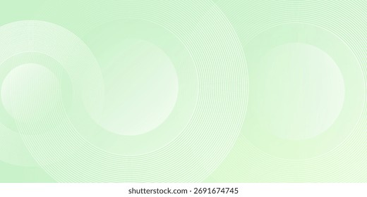 Plano de fundo abstrato suave minimalista em tons de verde e branco gradiente com círculos. Estilo de efeito de círculo geométrico, fundo abstrato. 