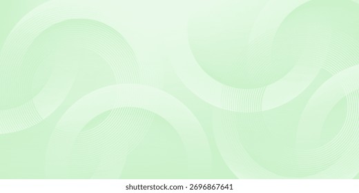 Minimalist soft Abstract Background in Gradient green and white Tones with Circles. Circle effect style geometric, abstract background. 