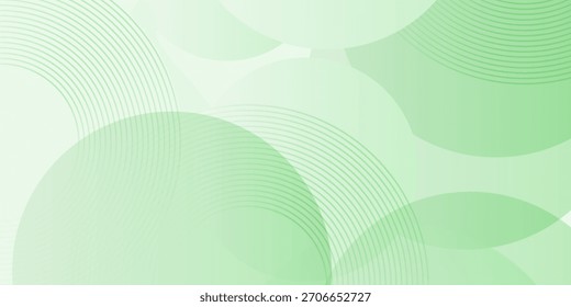 Minimalist soft Abstract Background in Gradient green and white Tones with Circles. Elegant Circle effect style geometric, abstract background. 