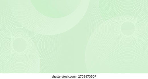 Minimalist soft Abstract Background in Gradient green and white Tones with Circles. Circle effect style geometric, abstract background.
