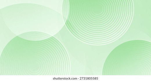 Minimalist soft Abstract Background in Gradient green and white Tones with Circles. 