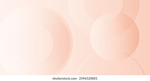 Minimalist Soft Abstract Background in Orange and White Gradient Shades with Circles. Circle effect style, geometric abstract background.