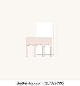 Minimalist Soft Colored Graphic Boho Pattern Background. Romantic Beige Card Template for Travel Shop Card Advertising, T Shirt Print , Boho Wedding Wallpaper etc.