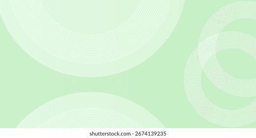 Minimalist soft green abstract background. Gradient green and white Tones with Circles. 