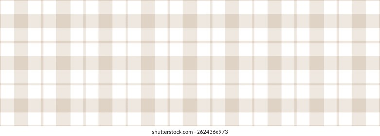 Minimalista suave neutro bege e branco gingham verificar padrão xadrez textura fundo vetor repetir padrão banner design