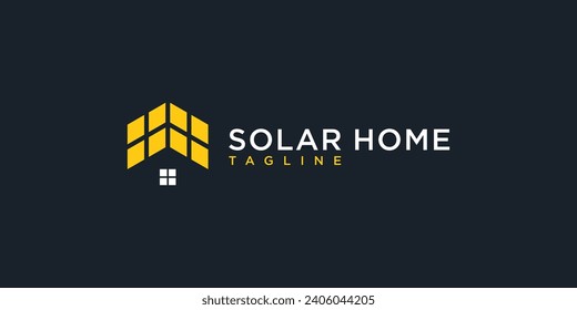 Plantilla de diseño del logotipo de la vivienda solar mínima